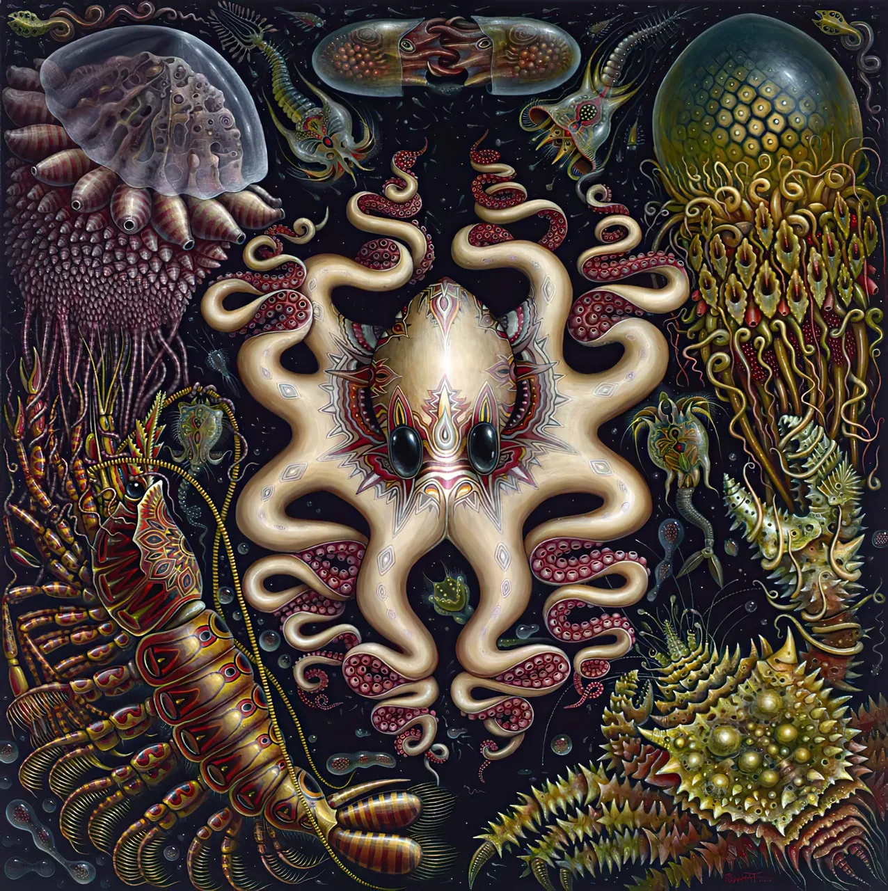 White Octopus and Jellyfish