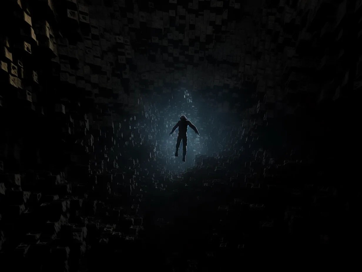 Falling Figure toward the Distant Light