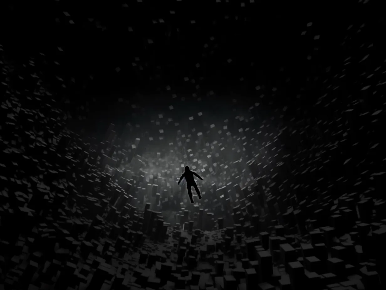 Falling Figure through the Particle Tunnel
