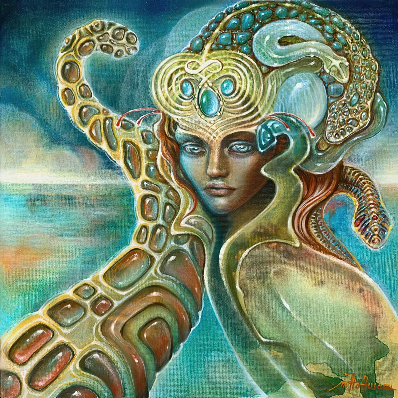 Octopus-Crowned Woman