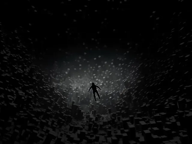 Falling Figure through the Particle Tunnel